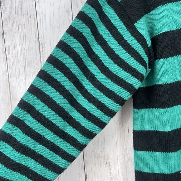 Vintage 80s Cherry Stix Limited CSL Sweater Women Small Stripe Green Black Retro - Picture 3 of 10